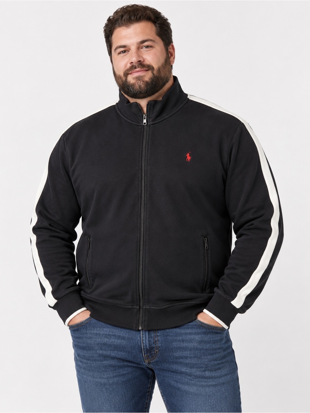 Polo Ralph Lauren Men’s XXL Track Jacket Black White Full Zip Red Pony